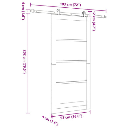 vidaXL Sliding Door 93 x 202 cm Engineered Wood Natural and Black