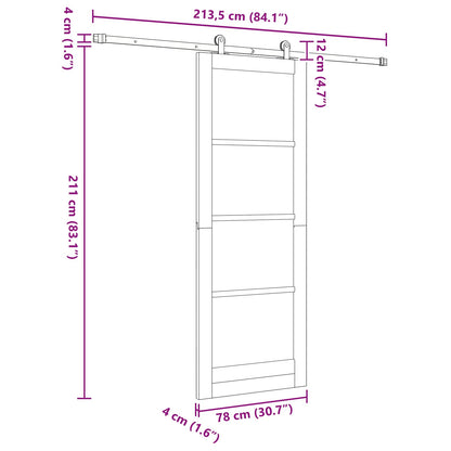 vidaXL Sliding Door ORKDAL 78 x 211 cm Engineered Wood White and Black