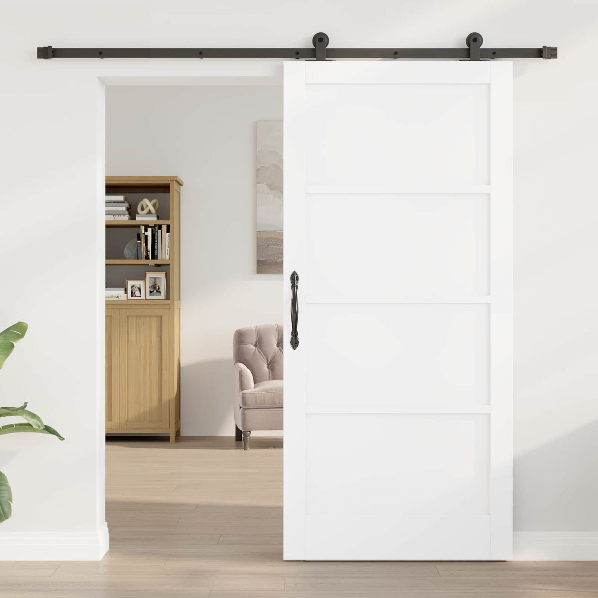 vidaXL Sliding Door ORKDAL 93 x 202 cm Engineered Wood White and Black