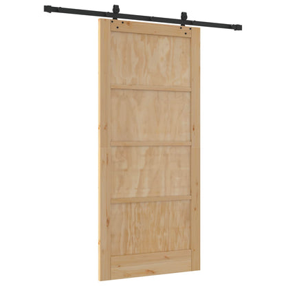 vidaXL Sliding Door 93 x 202 cm Engineered Wood Natural and Black