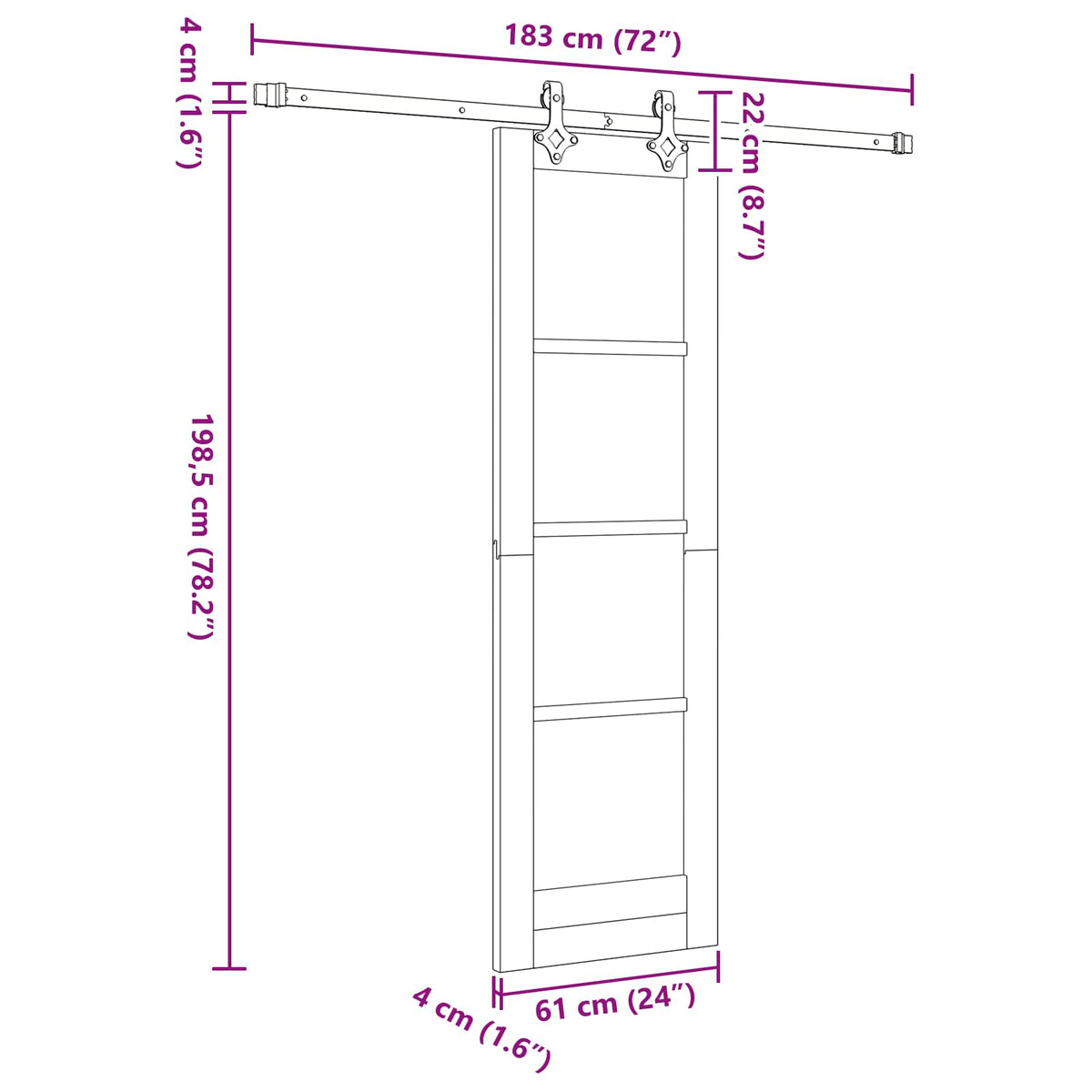 vidaXL Sliding Door 61 x 198.5 cm Engineered Wood White