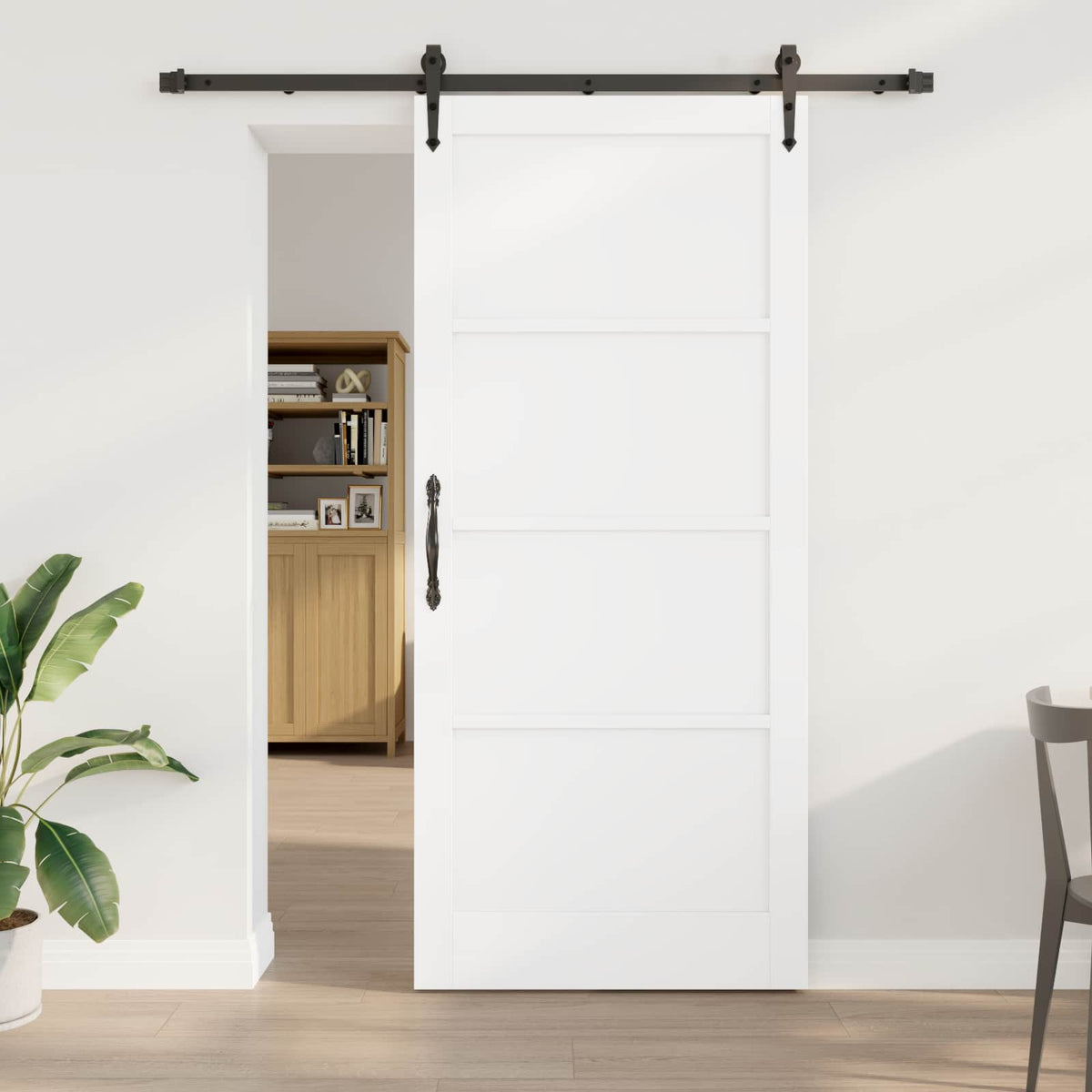 vidaXL Sliding Door ORKDAL 93 x 211 cm Engineered Wood White and Black