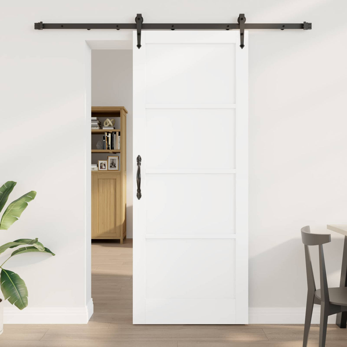vidaXL Sliding Door ORKDAL 83 x 211 cm Engineered Wood White and Black