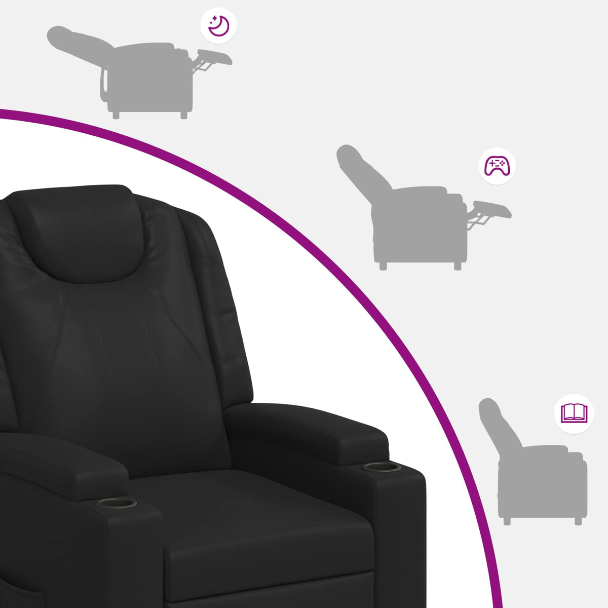 vidaXL Recliner Chair Black 75 x 95 x 106 cm Fabric