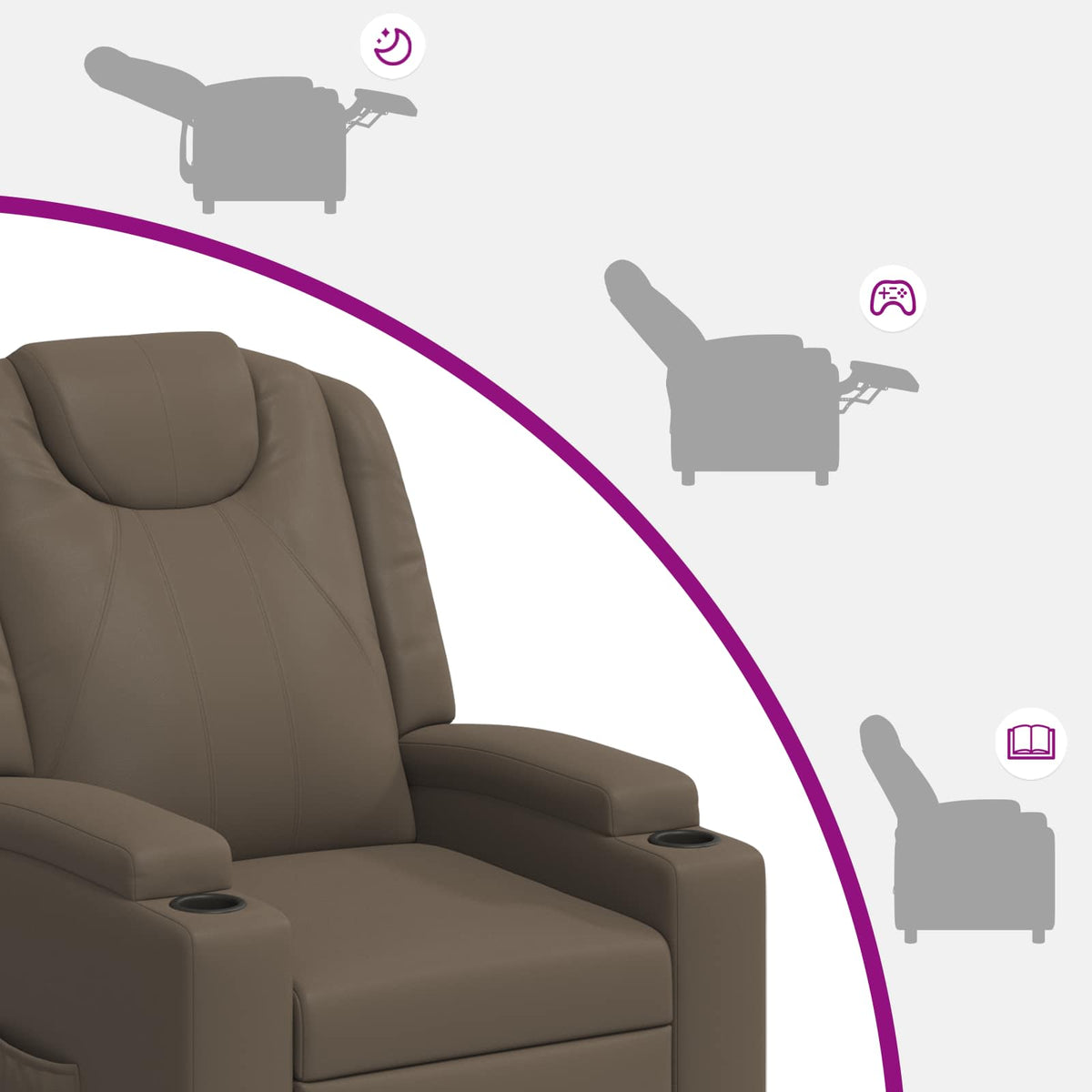 vidaXL Recliner Chair Grey 75 x 95 x 106 cm Fabric