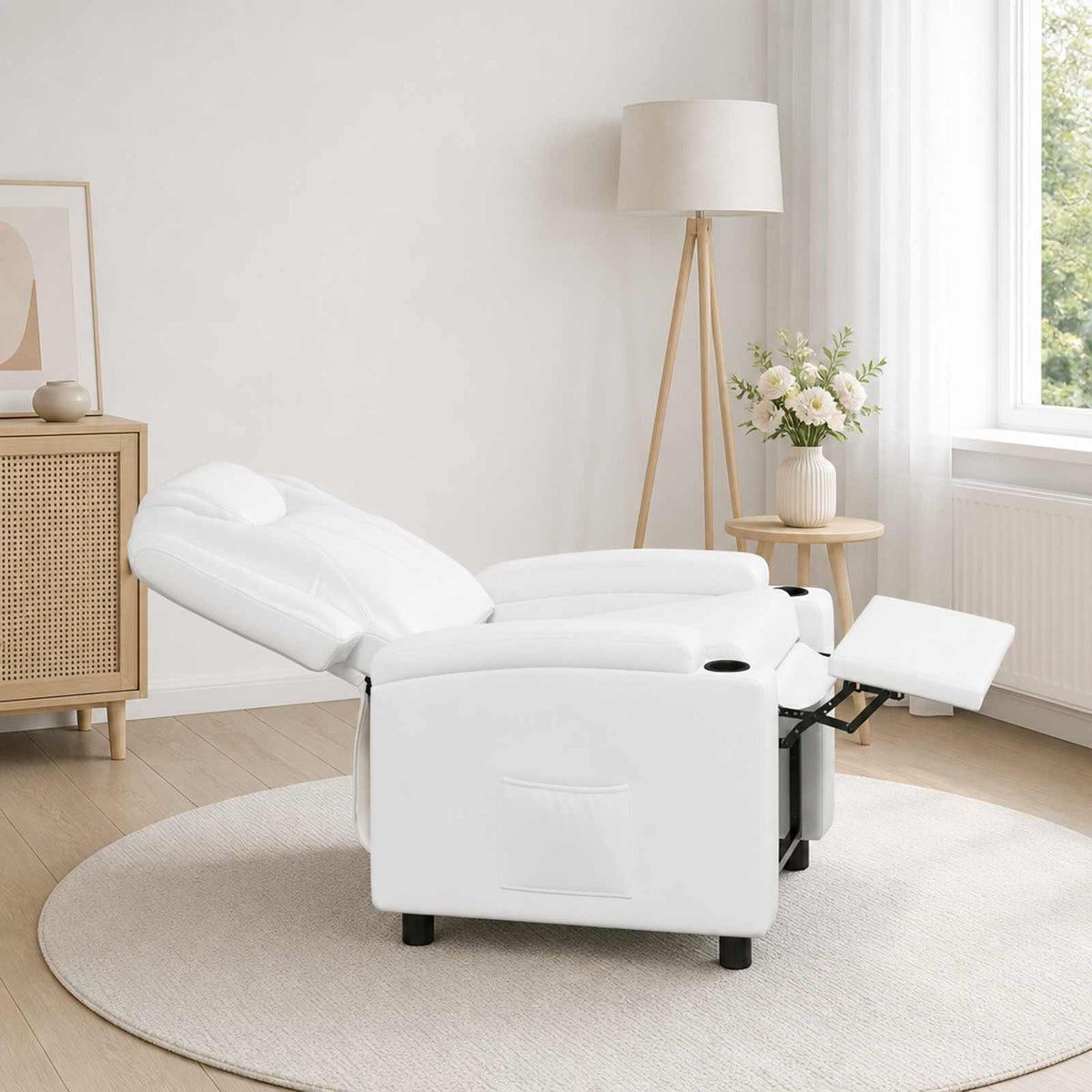 vidaXL Recliner Chair White 75 x 95 x 106 cm Fabric