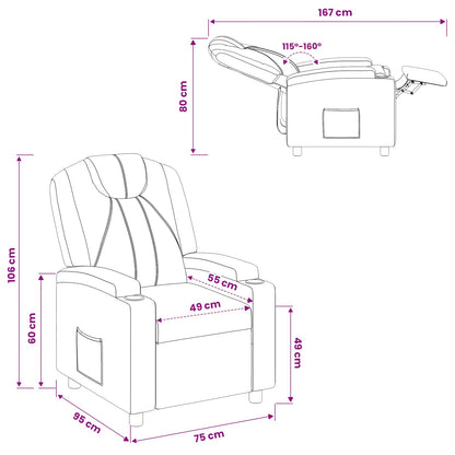 vidaXL Recliner Chair White 75 x 95 x 106 cm Fabric