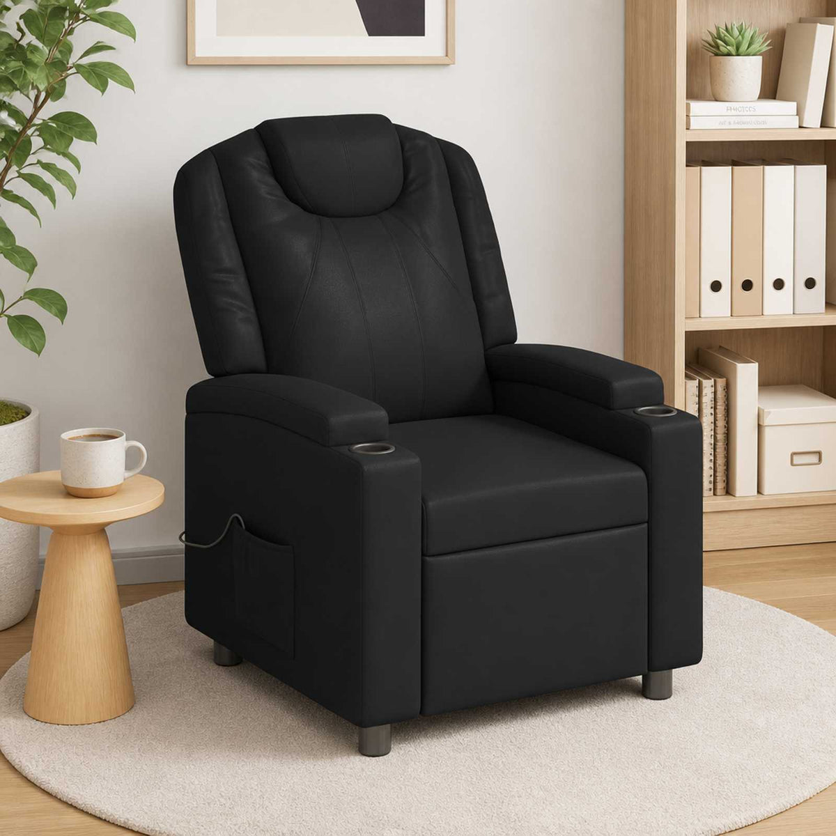 vidaXL Recliner Massage Chair Black 75 x 95 x 106 cm Fabric