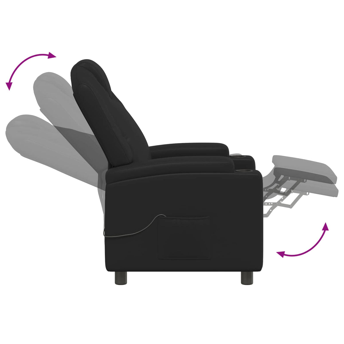vidaXL Recliner Massage Chair Black 75 x 95 x 106 cm Fabric