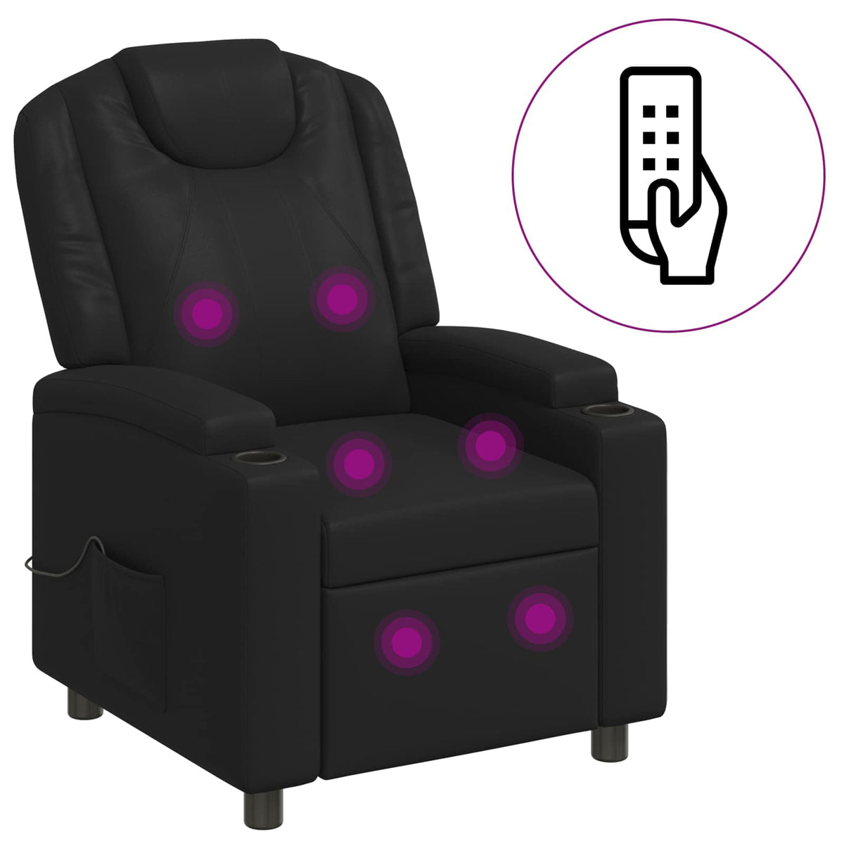 vidaXL Recliner Massage Chair Black 75 x 95 x 106 cm Fabric