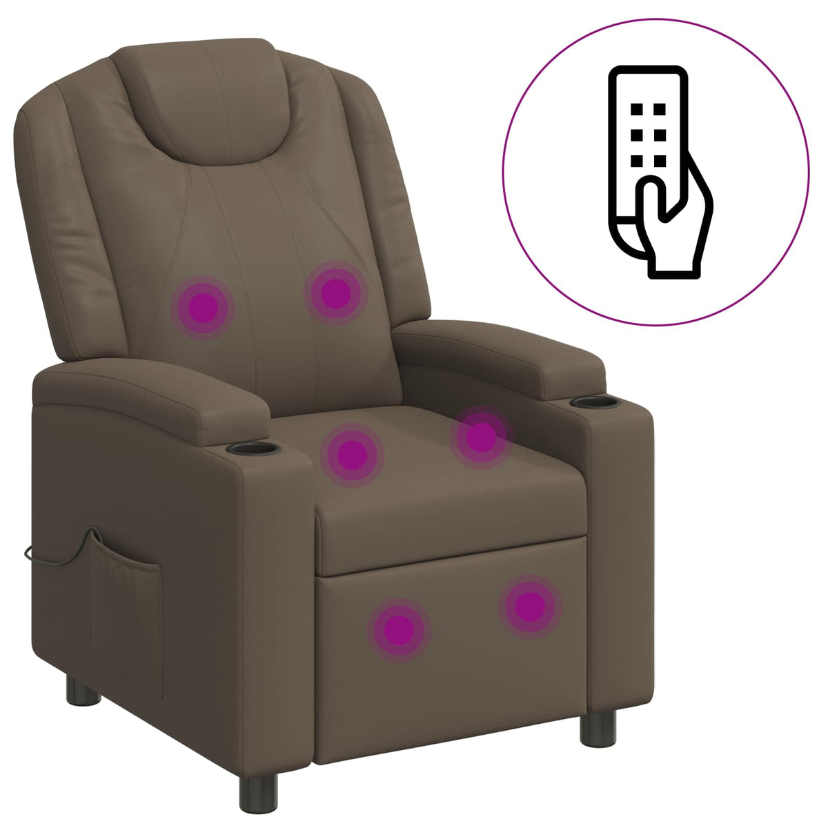 vidaXL Recliner Massage Chair Grey 75 x 95 x 106 cm Fabric