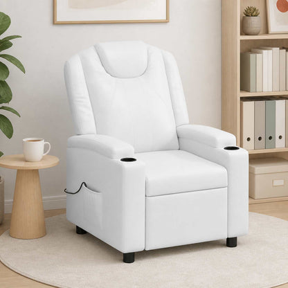 vidaXL Recliner Massage Chair White 75 x 95 x 106 cm Fabric