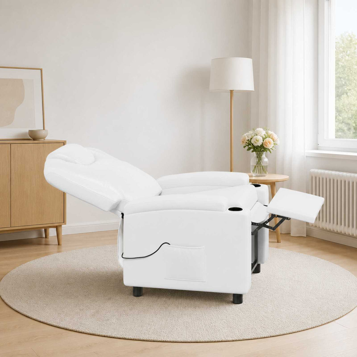 vidaXL Recliner Massage Chair White 75 x 95 x 106 cm Fabric