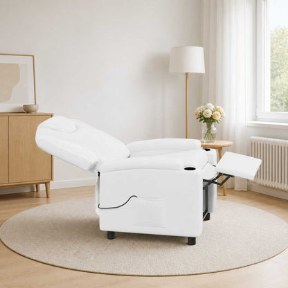 vidaXL Recliner Massage Chair White 75 x 95 x 106 cm Fabric