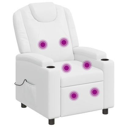 vidaXL Recliner Massage Chair White 75 x 95 x 106 cm Fabric