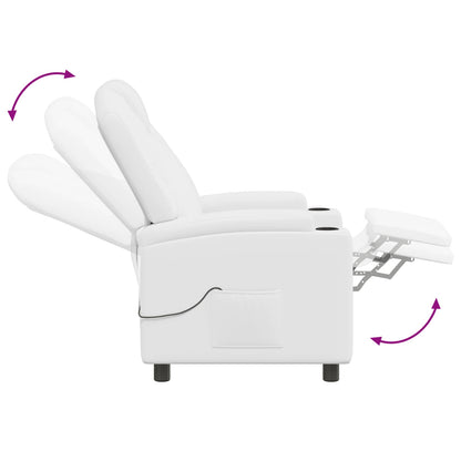 vidaXL Recliner Massage Chair White 75 x 95 x 106 cm Fabric