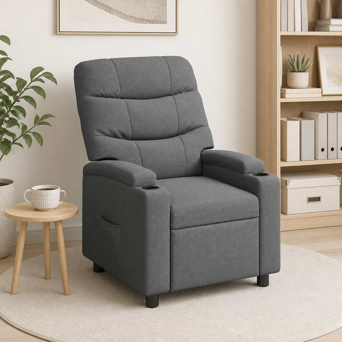 vidaXL Recliner Chair Dark Grey 75 x 93 x 102 cm Fabric