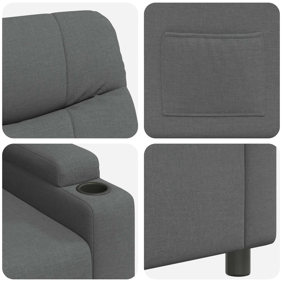 vidaXL Recliner Chair Dark Grey 75 x 93 x 102 cm Fabric