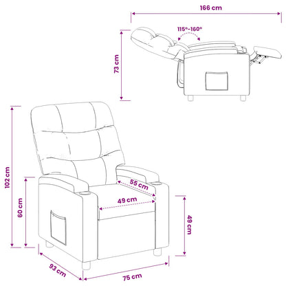vidaXL Recliner Chair Dark Grey 75 x 93 x 102 cm Fabric