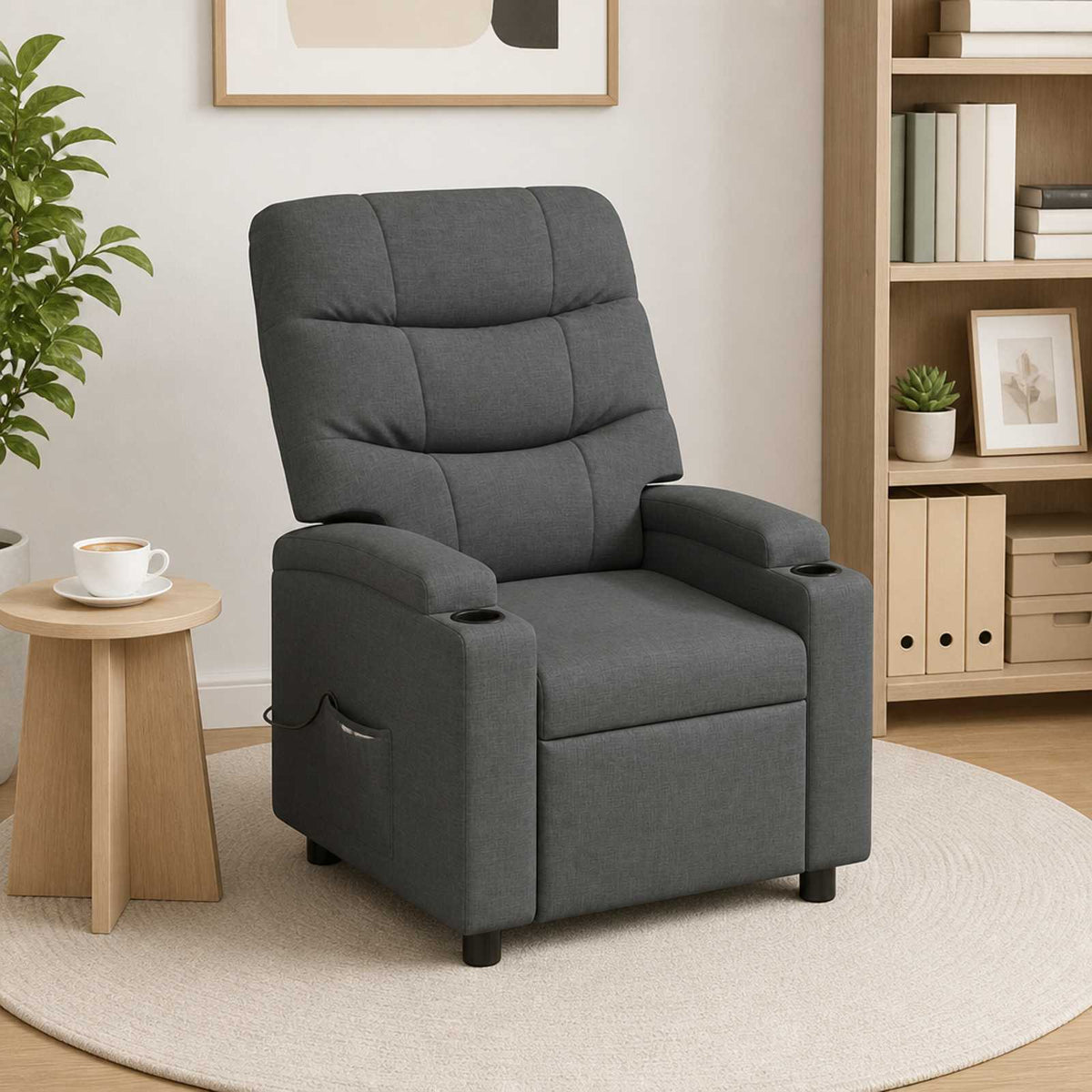 vidaXL Recliner Massage Chair Dark Grey 75 x 93 x 102 cm Fabric