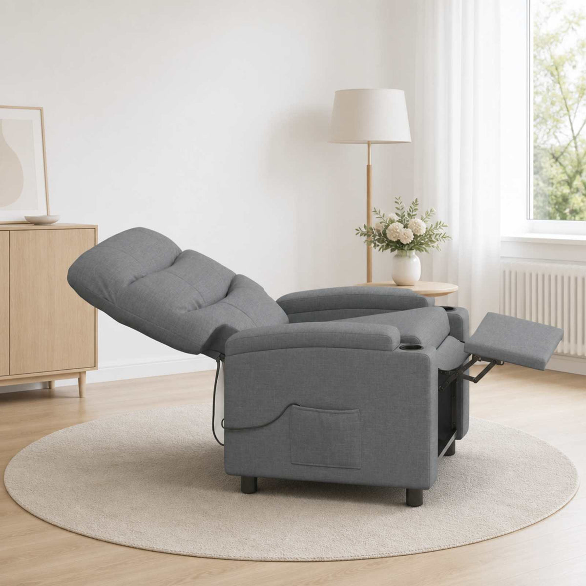vidaXL Recliner Massage Chair Dark Grey 75 x 93 x 102 cm Fabric
