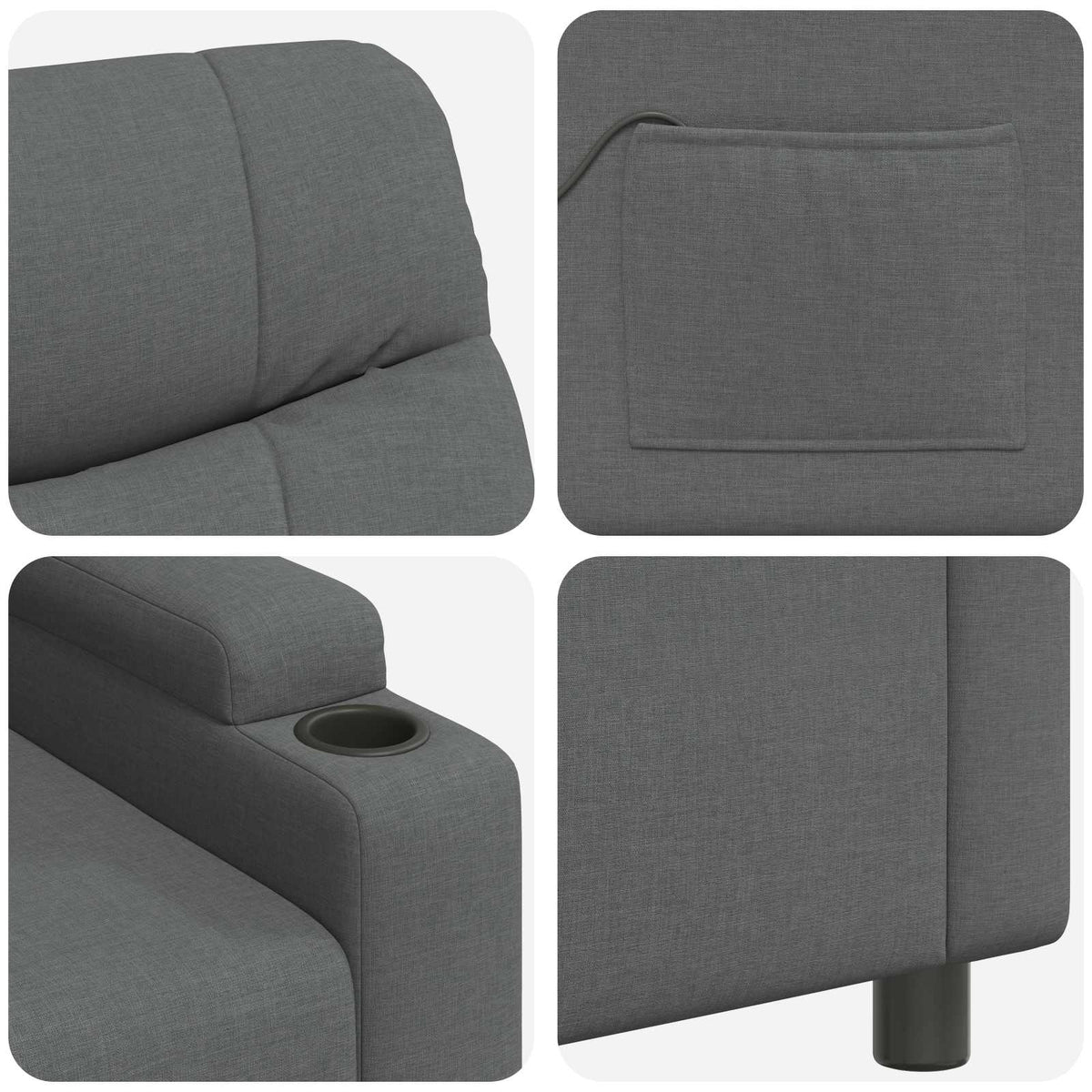 vidaXL Recliner Massage Chair Dark Grey 75 x 93 x 102 cm Fabric