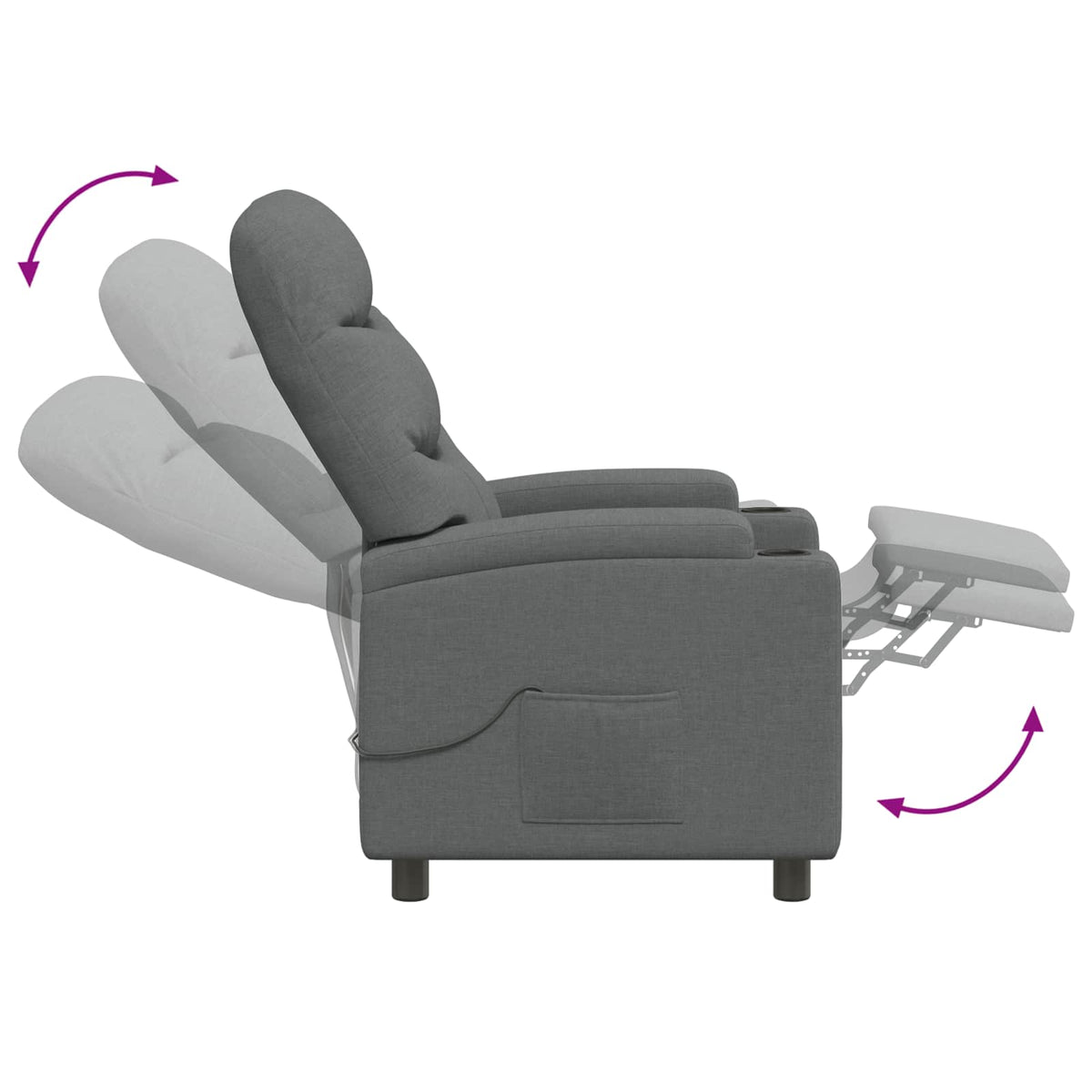 vidaXL Recliner Massage Chair Dark Grey 75 x 93 x 102 cm Fabric
