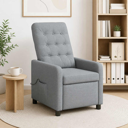 vidaXL Recliner Massage Chair Light Grey 65 x 93 x 102 cm Fabric