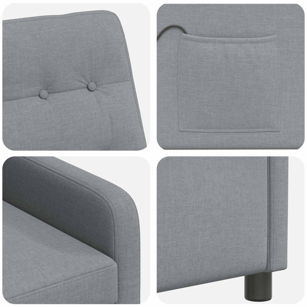 vidaXL Recliner Massage Chair Light Grey 65 x 93 x 102 cm Fabric
