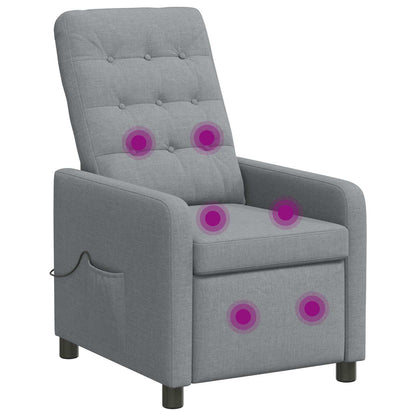 vidaXL Recliner Massage Chair Light Grey 65 x 93 x 102 cm Fabric