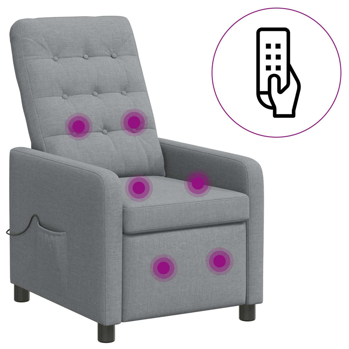 vidaXL Recliner Massage Chair Light Grey 65 x 93 x 102 cm Fabric
