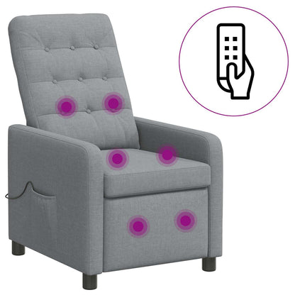 vidaXL Recliner Massage Chair Light Grey 65 x 93 x 102 cm Fabric