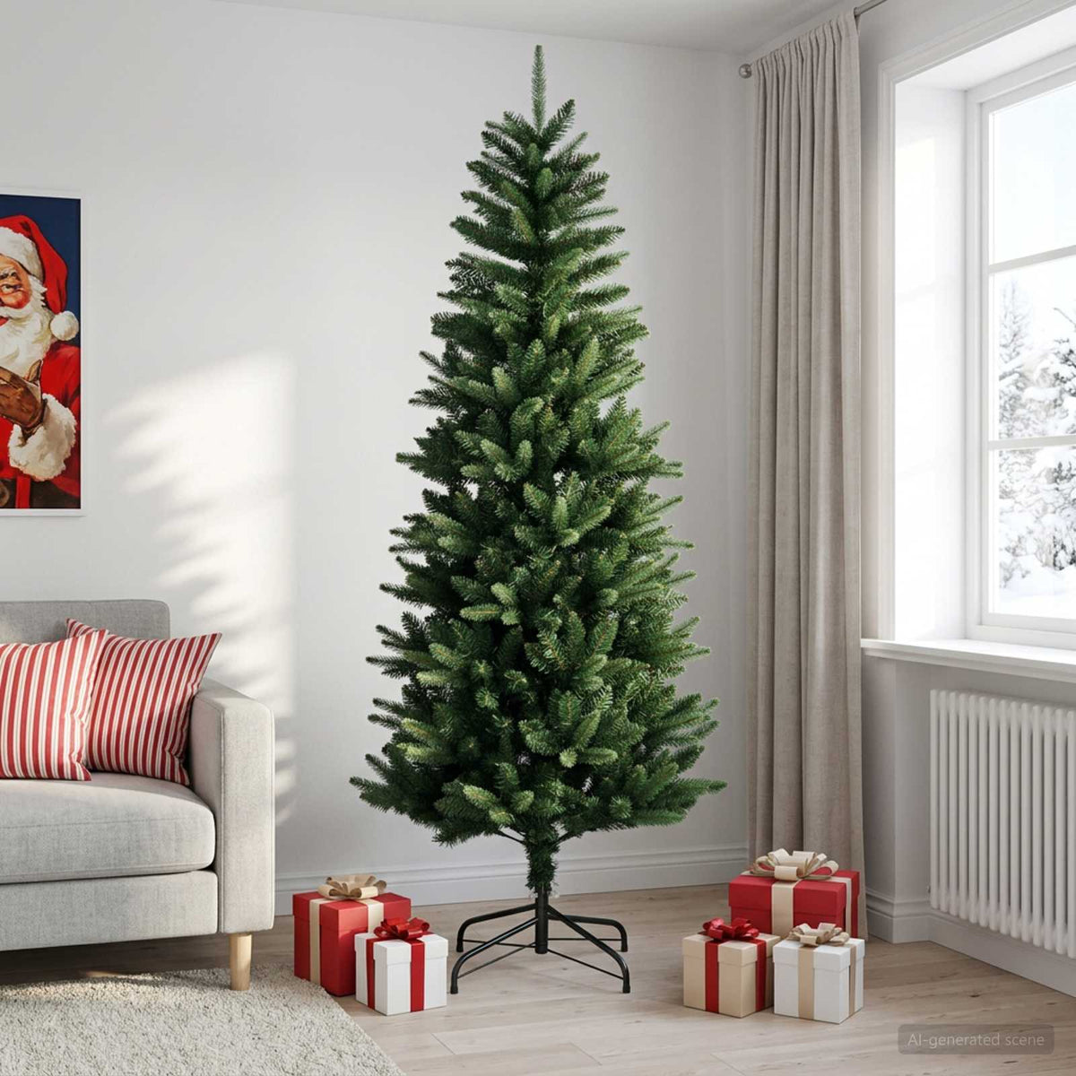 vidaXL Artificial Hinged Christmas Tree 240 cm PE and PVC Green