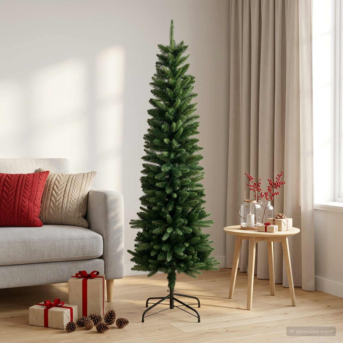 vidaXL Artificial Slim Christmas Tree 120 cm PE and PVC Green