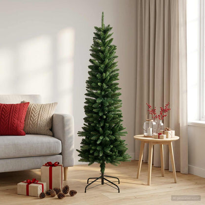 vidaXL Artificial Slim Christmas Tree 120 cm PE and PVC Green