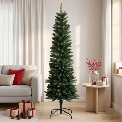 vidaXL Artificial Slim Christmas Tree 150 cm PE and PVC Green