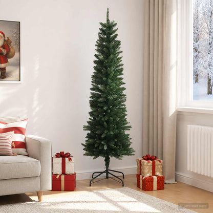 vidaXL Artificial Slim Christmas Tree 210 cm PE and PVC Green