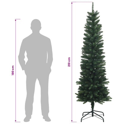 vidaXL Artificial Slim Christmas Tree 210 cm PE and PVC Green