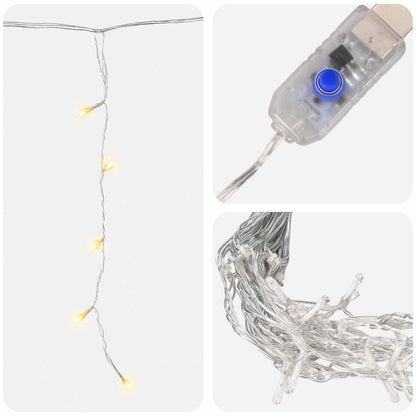 vidaXL Curtain Lights 210 LEDs Warm White 500 x 72 cm