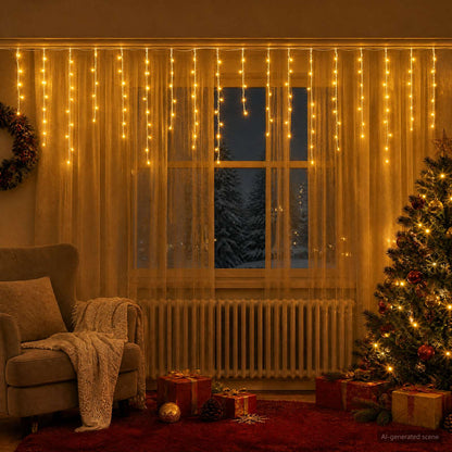 vidaXL Curtain Lights 210 LEDs Warm White 500 x 72 cm