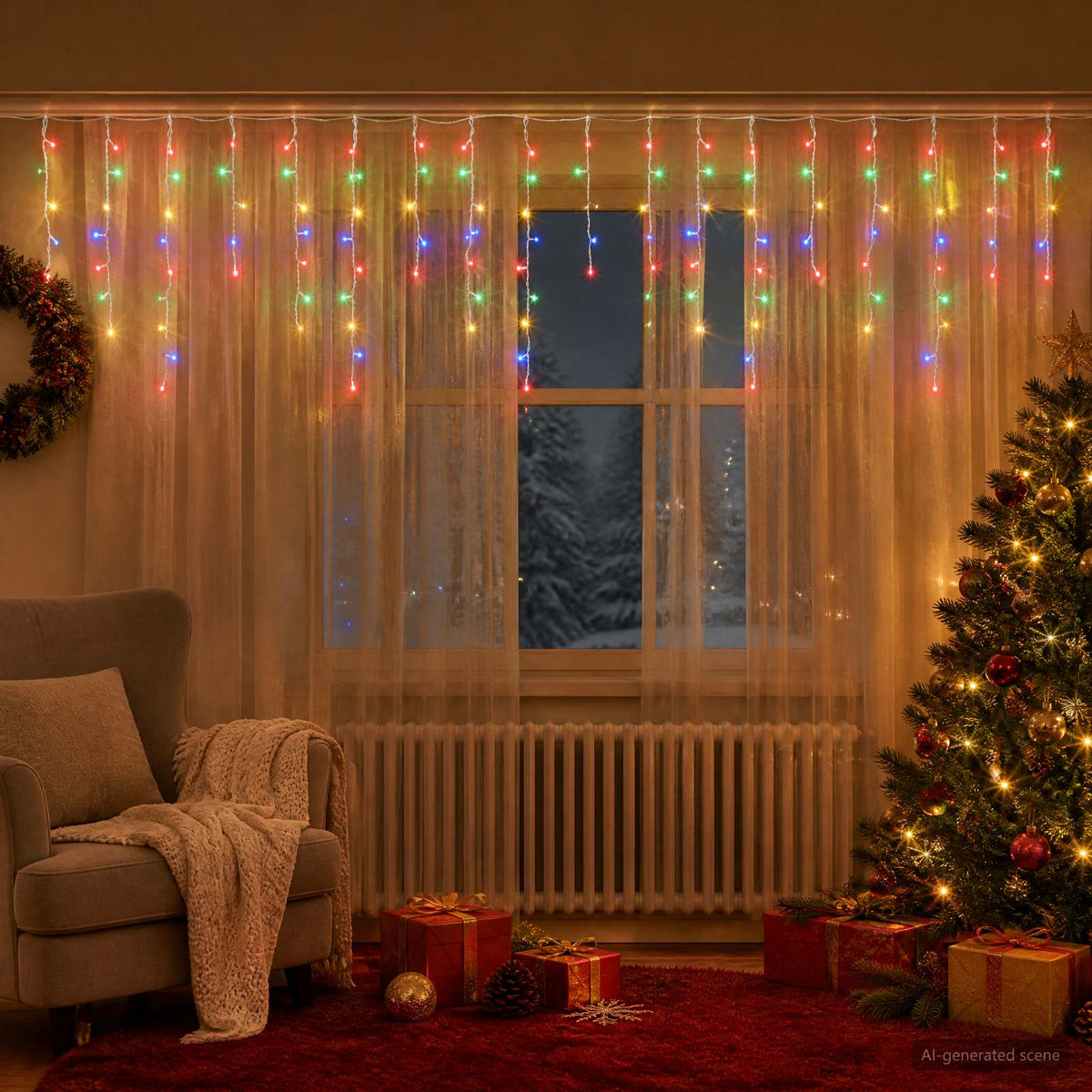 vidaXL Curtain Lights 210 LEDs Multicolour 500 x 72 cm