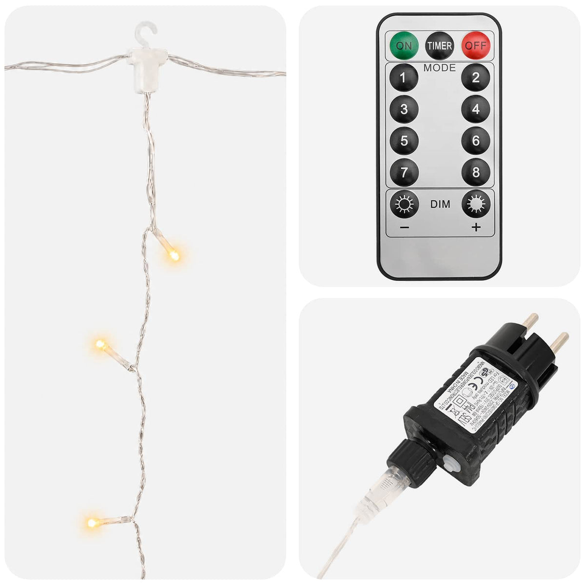 vidaXL Curtain Lights 600 LEDs Warm White 600 x 300 cm