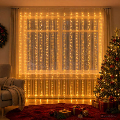 vidaXL Curtain Lights 600 LEDs Warm White 600 x 300 cm