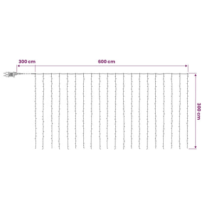 vidaXL Curtain Lights 600 LEDs Cold White 600 x 300 cm