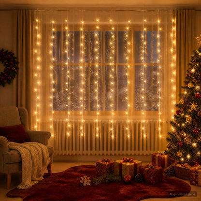 vidaXL Curtain Lights 200 LEDs Warm White 300 x 200 cm