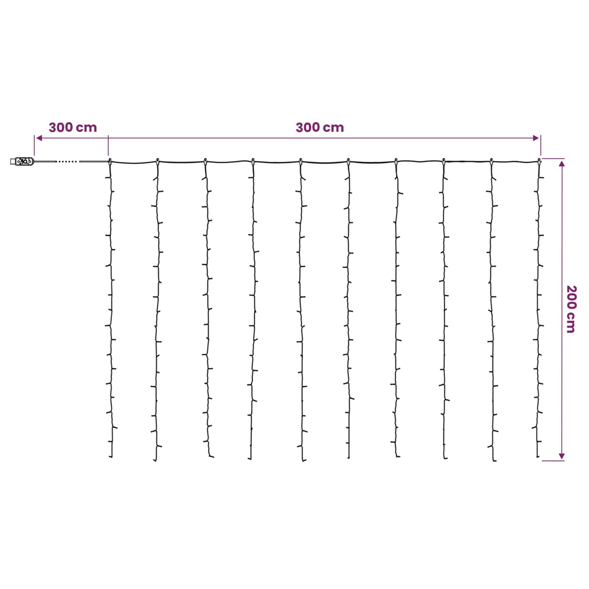 vidaXL Curtain Lights 200 LEDs Warm White 300 x 200 cm