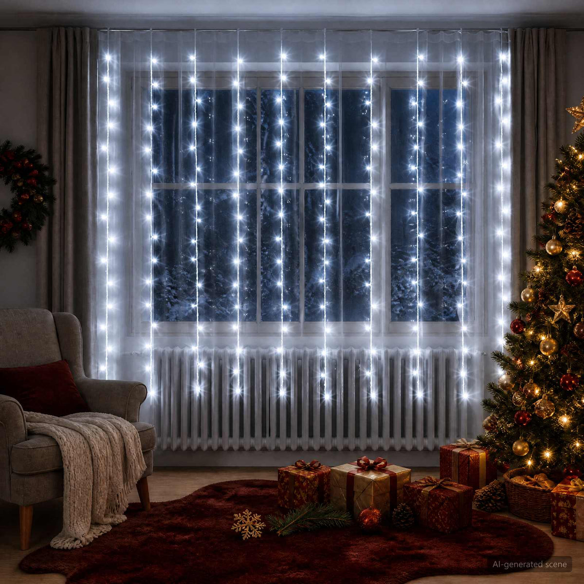 vidaXL Curtain Lights 200 LEDs Cold White 300 x 200 cm