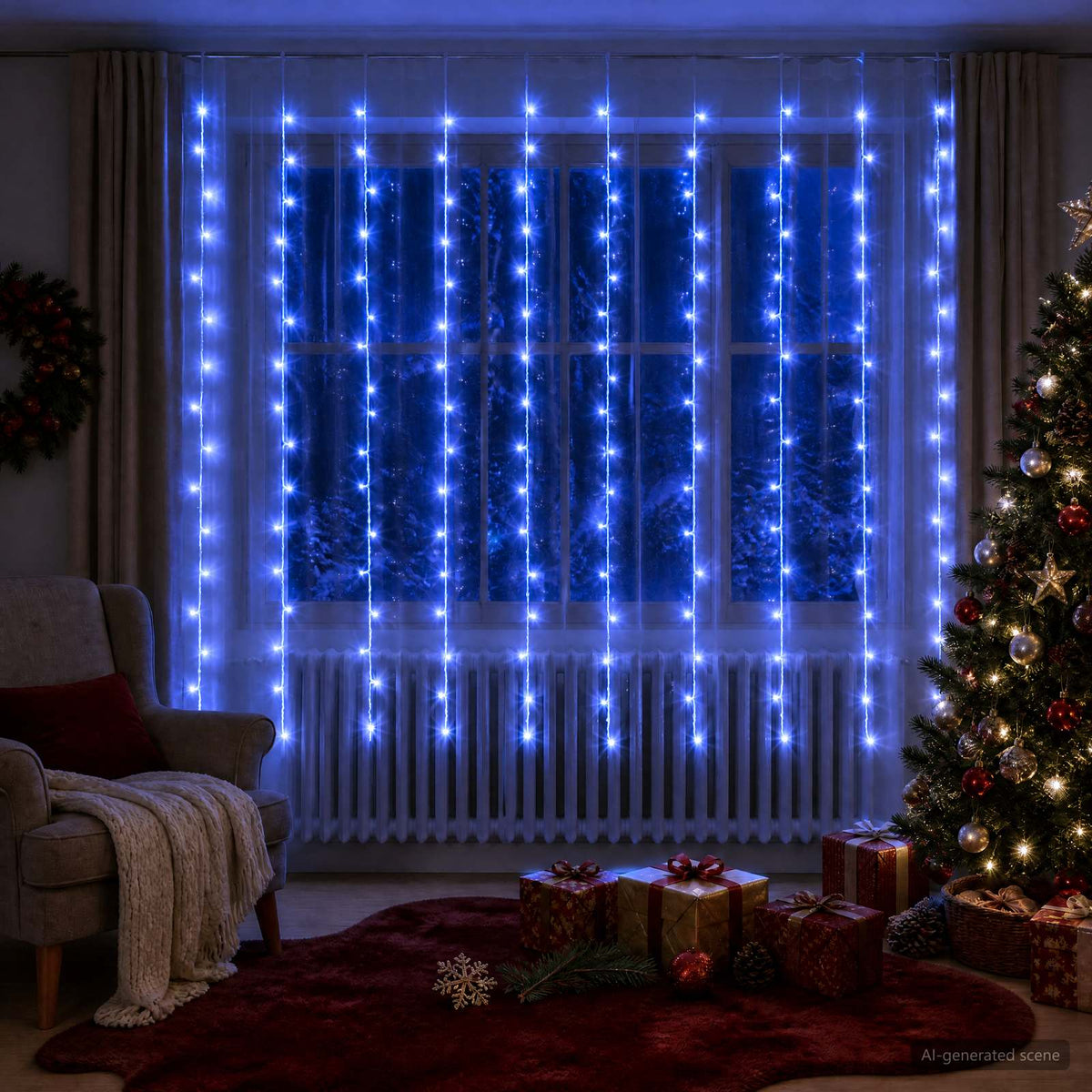 vidaXL Curtain Lights 200 LEDs Blue 300 x 200 cm