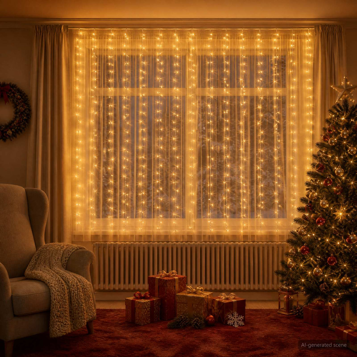 vidaXL Curtain Lights 400 LEDs Warm White 600 x 200 cm