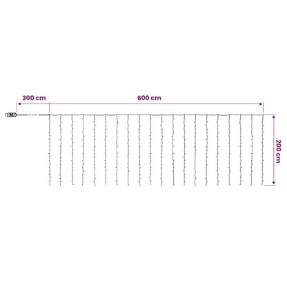 vidaXL Curtain Lights 400 LEDs Warm White 600 x 200 cm